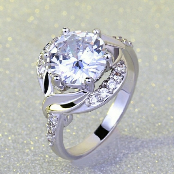 Jewelry - New S925 SP White Sapphire Ring Sizes 7 & 8